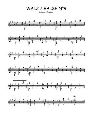 Valse N°9 pour guitare Partitions gratuites